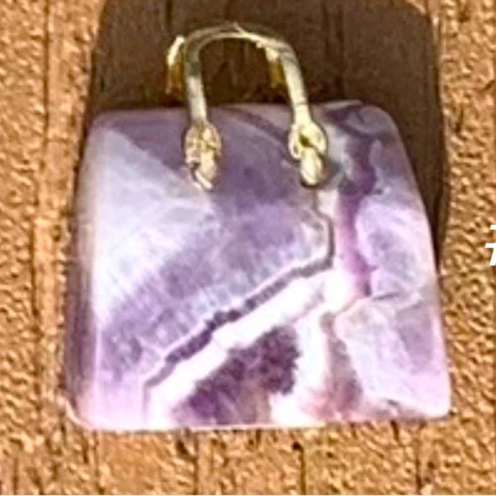 🆕DREAM AMETHYST GENUINE NATURAL STONE QUARTZ CARVED PURSE BAG TOTE CHARM #9